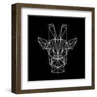 Giraffe on Black-Lisa Kroll-Framed Art Print