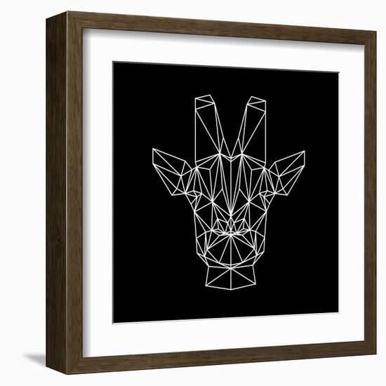 Giraffe on Black-Lisa Kroll-Framed Art Print