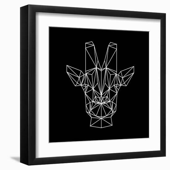 Giraffe on Black-Lisa Kroll-Framed Art Print