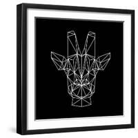 Giraffe on Black-Lisa Kroll-Framed Art Print