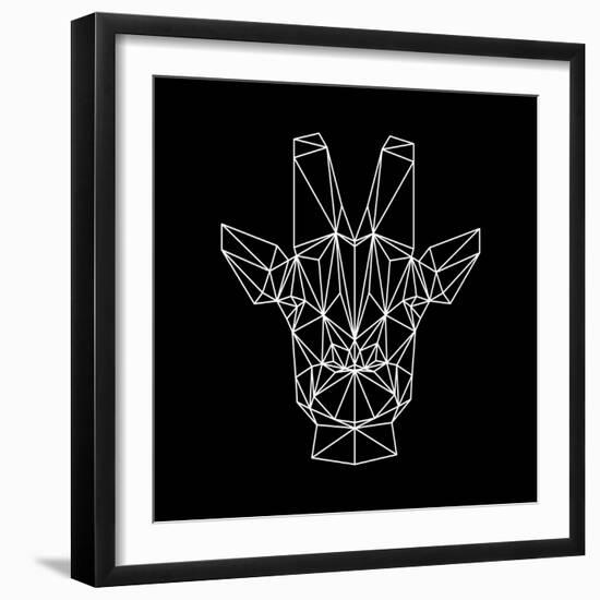 Giraffe on Black-Lisa Kroll-Framed Art Print