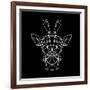 Giraffe on Black-Lisa Kroll-Framed Art Print