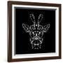 Giraffe on Black-Lisa Kroll-Framed Art Print