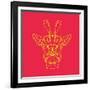 Giraffe on Red-Lisa Kroll-Framed Art Print