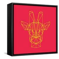 Giraffe on Red-Lisa Kroll-Framed Stretched Canvas