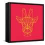 Giraffe on Red-Lisa Kroll-Framed Stretched Canvas