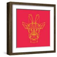 Giraffe on Red-Lisa Kroll-Framed Art Print