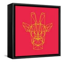 Giraffe on Red-Lisa Kroll-Framed Stretched Canvas