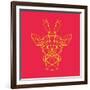 Giraffe on Red-Lisa Kroll-Framed Art Print