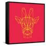 Giraffe on Red-Lisa Kroll-Framed Stretched Canvas