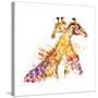 Giraffe Watercolor Illustration with Splash Textured Background.-Faenkova Elena-Stretched Canvas