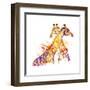 Giraffe Watercolor Illustration with Splash Textured Background.-Faenkova Elena-Framed Art Print