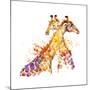 Giraffe Watercolor Illustration with Splash Textured Background.-Faenkova Elena-Mounted Art Print