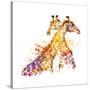 Giraffe Watercolor Illustration with Splash Textured Background.-Faenkova Elena-Stretched Canvas