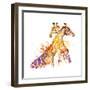 Giraffe Watercolor Illustration with Splash Textured Background.-Faenkova Elena-Framed Premium Giclee Print