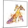 Giraffe Watercolor Illustration with Splash Textured Background.-Faenkova Elena-Mounted Premium Giclee Print