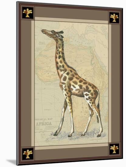 Giraffe with Border I-null-Mounted Art Print