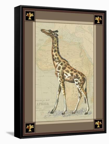 Giraffe with Border I-null-Framed Stretched Canvas