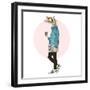 Giraffe Woman Dressed up in Knitted Pullover-Olga_Angelloz-Framed Art Print