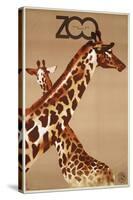 Giraffe Zoo Poland-Vintage Apple Collection-Stretched Canvas