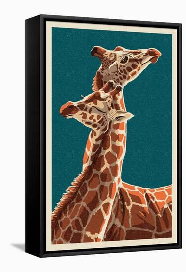 Giraffe-Lantern Press-Framed Stretched Canvas