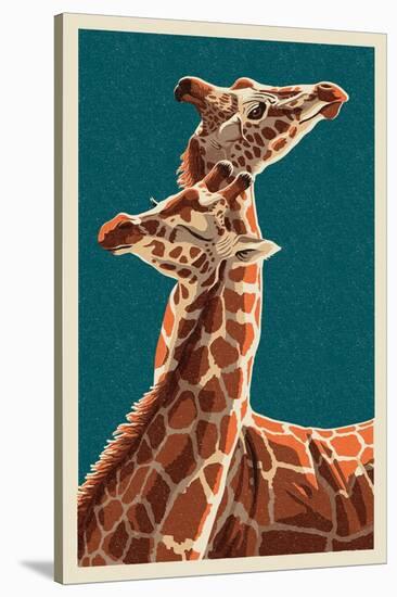 Giraffe-Lantern Press-Stretched Canvas