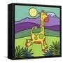 Giraffe-Denny Driver-Framed Stretched Canvas