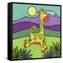 Giraffe-Denny Driver-Framed Stretched Canvas