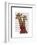 Giraffes and Bow-Fab Funky-Framed Art Print