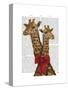 Giraffes and Bow-Fab Funky-Stretched Canvas