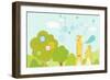 Giraffes in Backdrop-TongRo-Framed Giclee Print