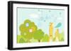 Giraffes in Backdrop-TongRo-Framed Giclee Print