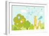 Giraffes in Backdrop-TongRo-Framed Giclee Print