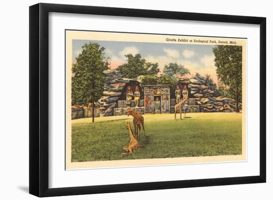 Giraffes in Zoo, Detroit, Michigan-null-Framed Art Print