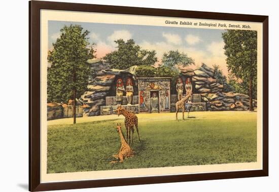 Giraffes in Zoo, Detroit, Michigan-null-Framed Art Print