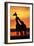 Giraffes Silhouettes at Sunset-null-Framed Photographic Print