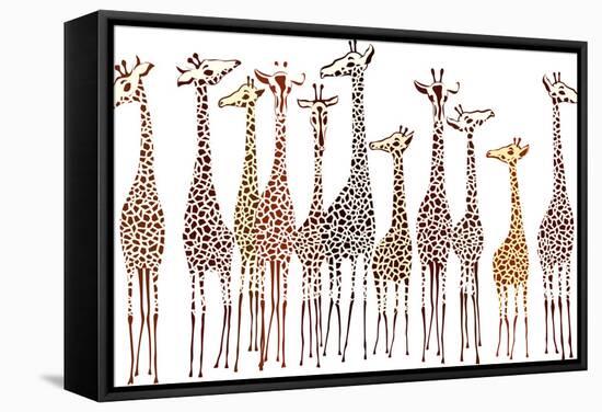 Giraffes-Milovelen-Framed Stretched Canvas