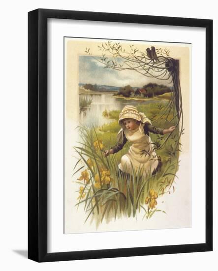 Girl Among Flowers 1889-null-Framed Art Print