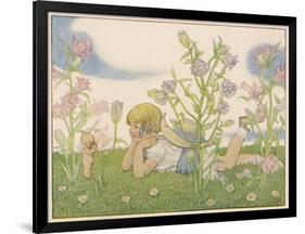 Girl and a Baby Fairy Would You Believe, I Found a Fairy on Midsummer Eve!-Berwick-Framed Art Print