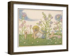 Girl and a Baby Fairy Would You Believe, I Found a Fairy on Midsummer Eve!-Berwick-Framed Art Print