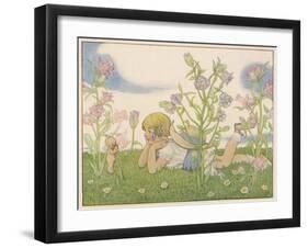 Girl and a Baby Fairy Would You Believe, I Found a Fairy on Midsummer Eve!-Berwick-Framed Art Print