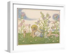 Girl and a Baby Fairy Would You Believe, I Found a Fairy on Midsummer Eve!-Berwick-Framed Art Print