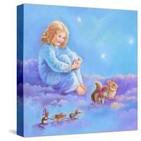 Girl and Animals in Clouds I-Judy Mastrangelo-Stretched Canvas
