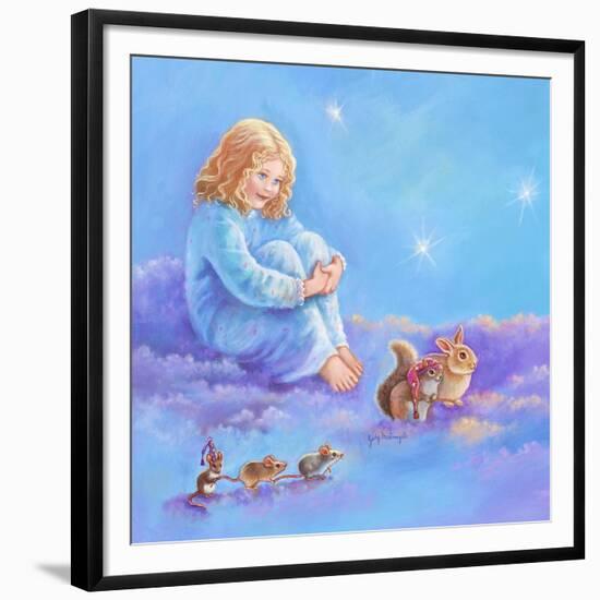 Girl and Animals in Clouds I-Judy Mastrangelo-Framed Giclee Print