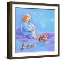 Girl and Animals in Clouds I-Judy Mastrangelo-Framed Giclee Print