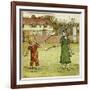 Girl and Boy Playing Shuttlecock and Battledore on the Grass-Kate Greenaway-Framed Art Print