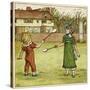 Girl and Boy Playing Shuttlecock and Battledore on the Grass-Kate Greenaway-Stretched Canvas