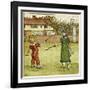 Girl and Boy Playing Shuttlecock and Battledore on the Grass-Kate Greenaway-Framed Art Print