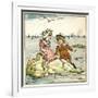 Girl and Boy Sitting on a Rock-Kate Greenaway-Framed Art Print