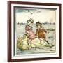 Girl and Boy Sitting on a Rock-Kate Greenaway-Framed Art Print